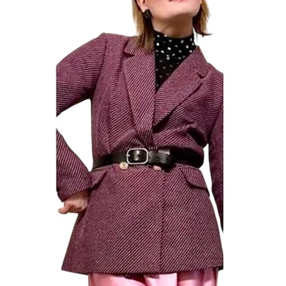 RACHEL ZOE Double Breasted Glen Plaid Open Front Longline Blazer Jacket - Picture 4 of 12